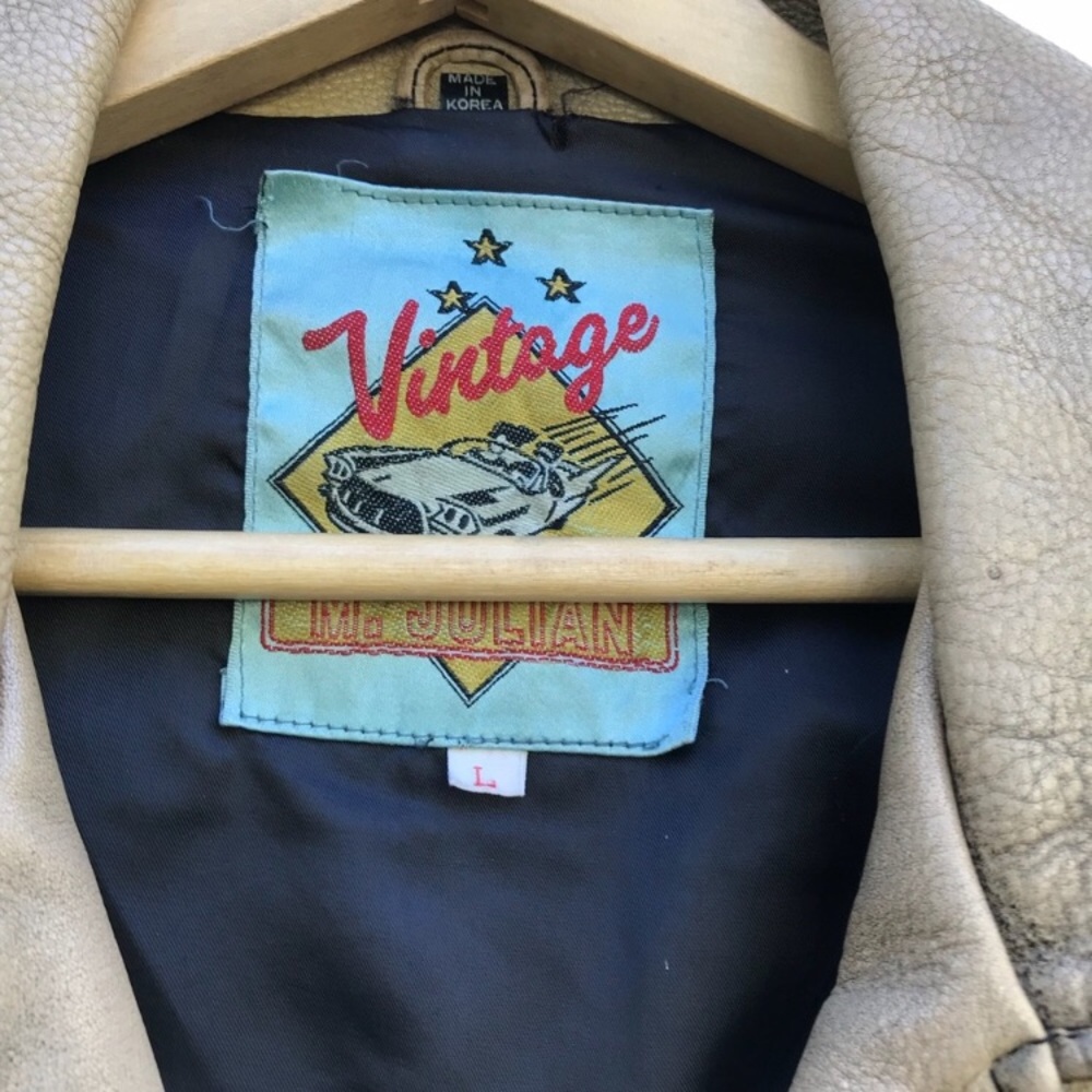 Vintage Distressed Leather Motorcycle Moto Jacket - Picture 6 of 7